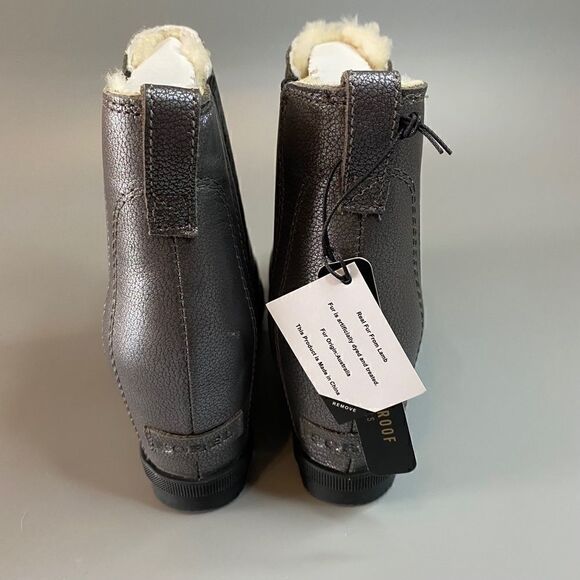 Sorel Lea Wedge Joan of Arctic Chelsea Wedge Quarry Grey Black Shearling 9 - Picture 4 of 5
